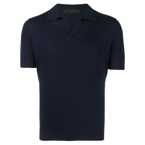 Polo Uomo con finiture a coste sui bordi Blu TAGLIATORE- Francavilla Moda